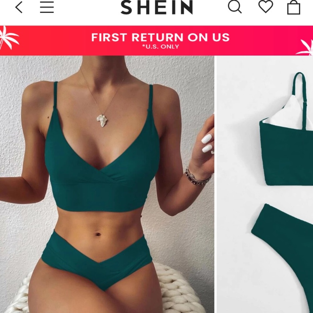 Teal Surplice Neck Bikini Top, Brand new without tags, SHEIN, Size XL, fits LG